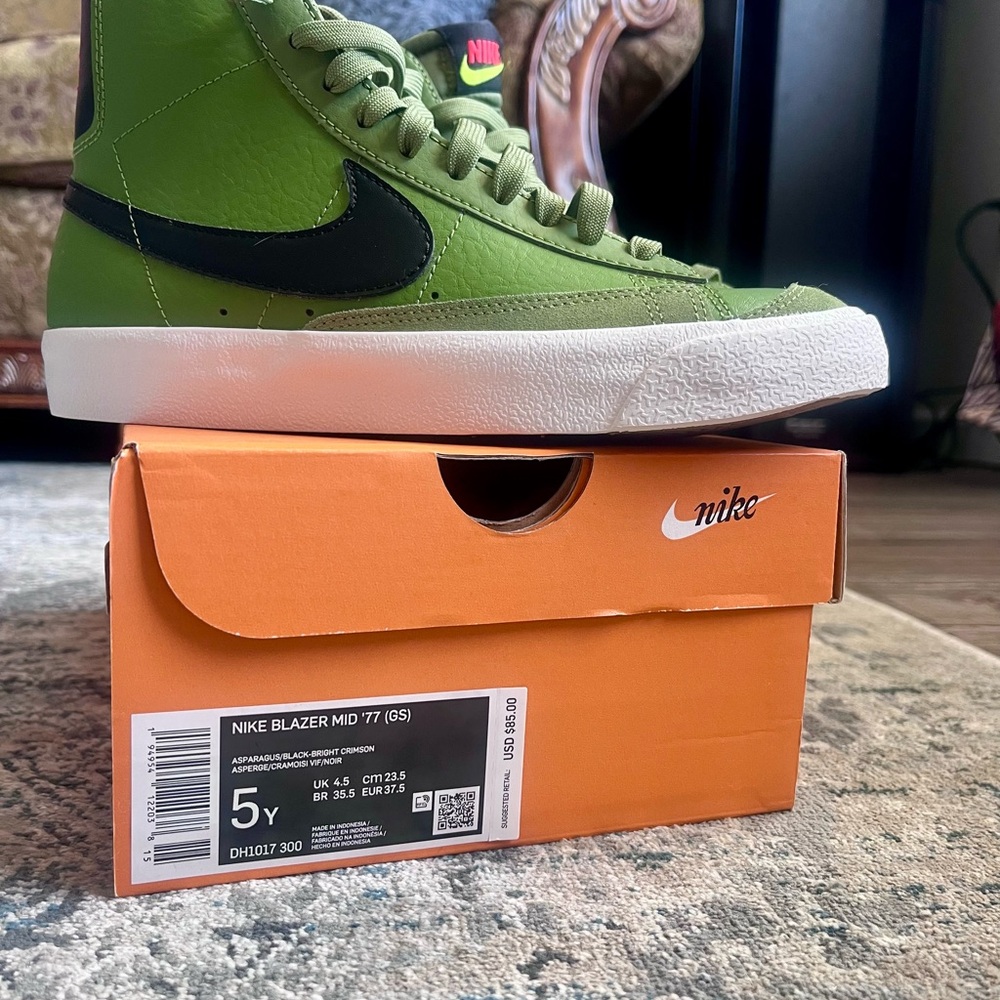 Nike Blazer Mid 77 Asparagus and Black Sneakers